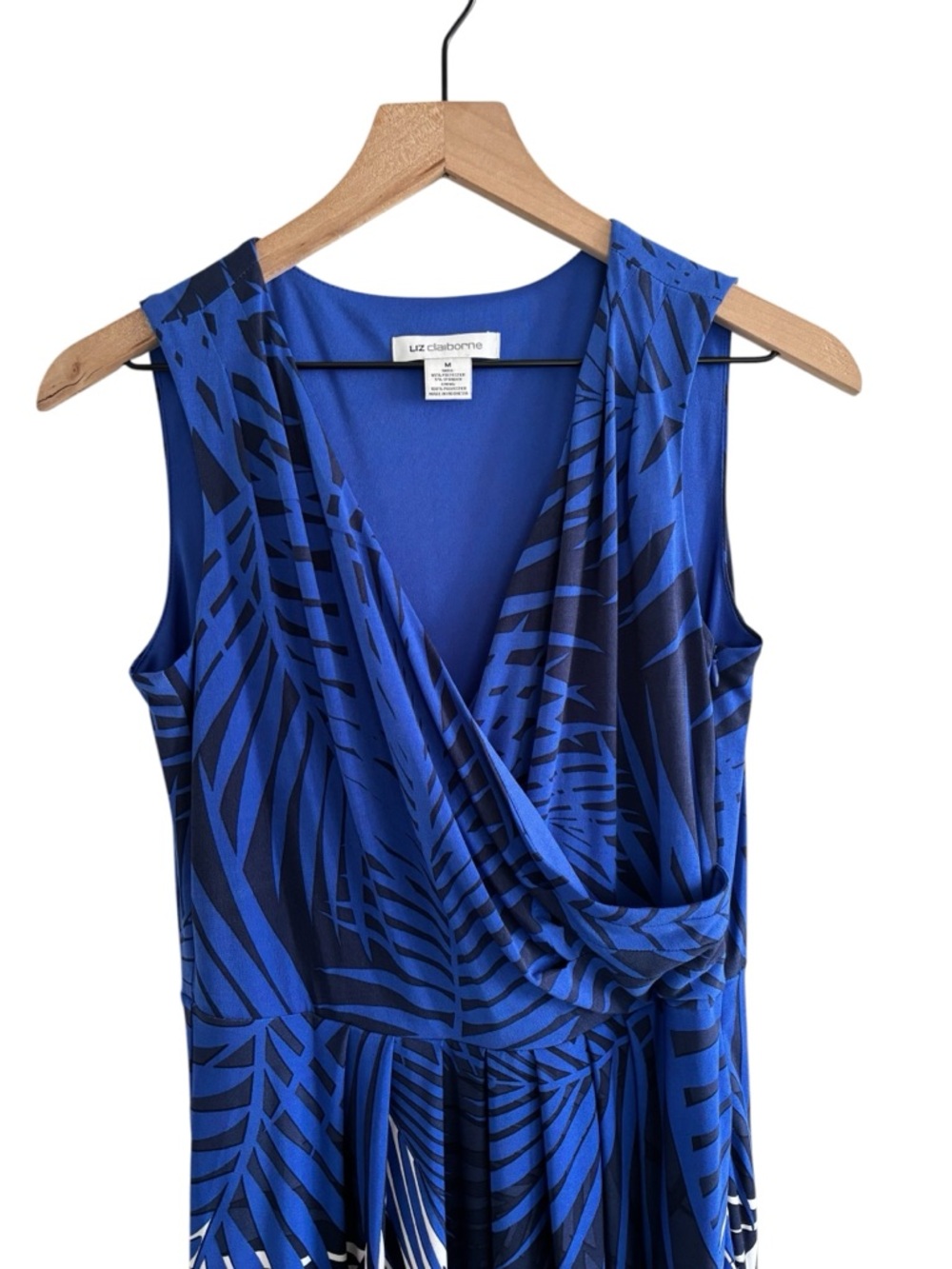 Liz Claiborne Maxi Dress Tropical Palm Print Size M Sleeveless Coastal Resort - Picture 3 of 13